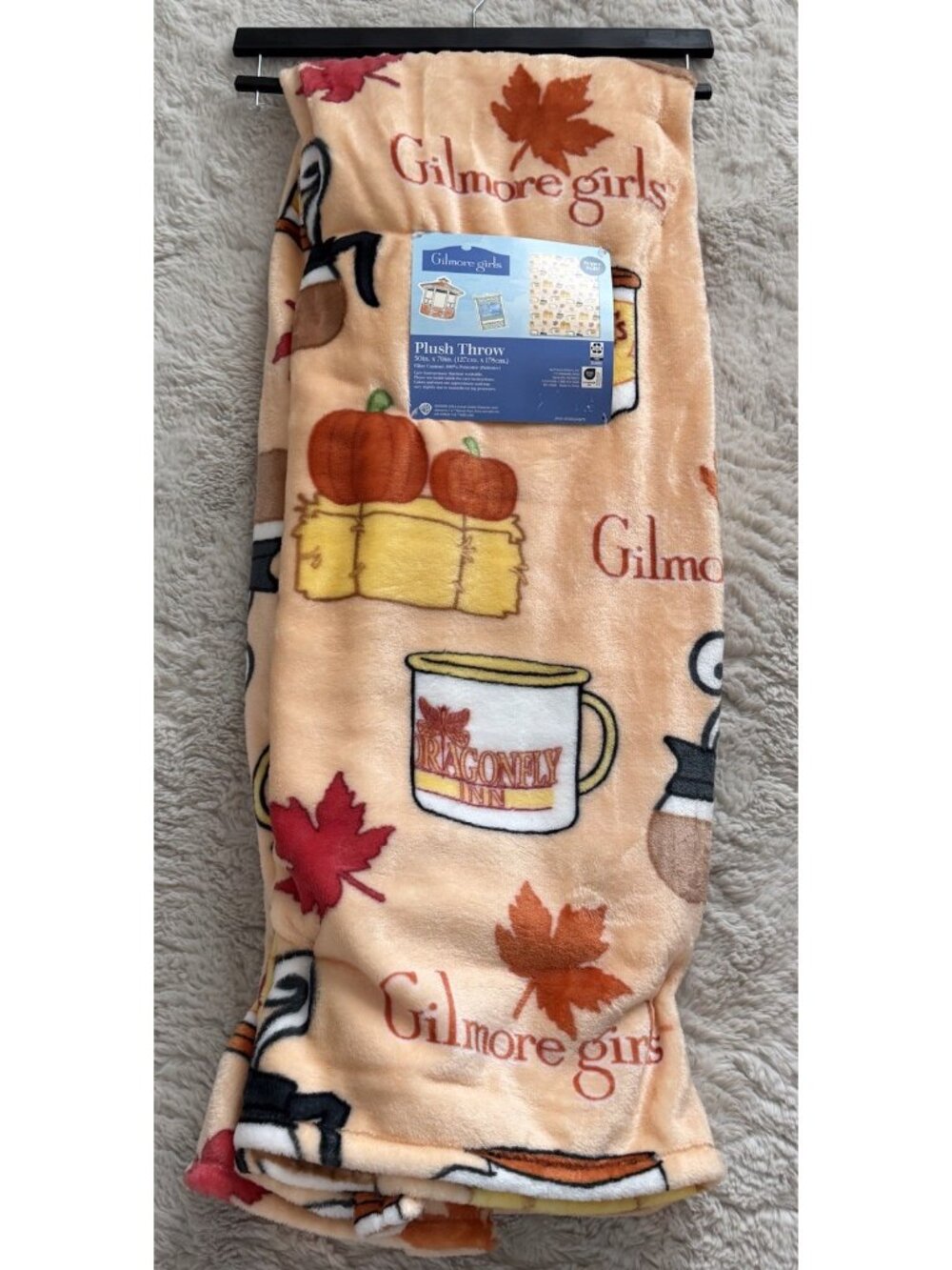 Gilmore Girls Fall Pumpkin Coffee 50”X 70” Plush Throw Blanket Luke’s Dragonfly